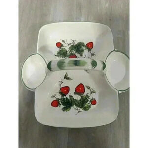 Vintage Shafford Japan Strawberry Patch Serving Caddy‎ Tray Basket Cottage